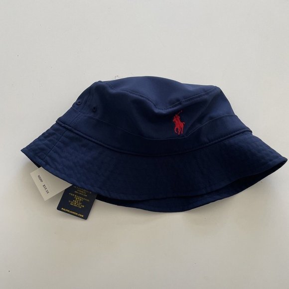 Polo Ralph Lauren Navy Blue Reversible Bucket Hat w/ Secret Pocket S/M 58cm NWT! - Picture 1 of 9